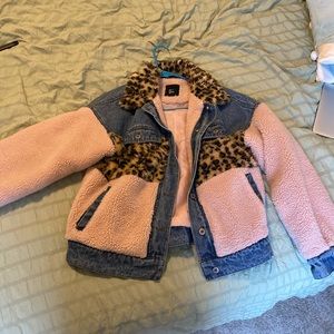 Forever 21 denim/fur jacket